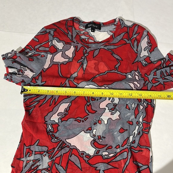 Karen Kane red floral stretchy tee t-shirt graphic sz XL - Picture 4 of 4
